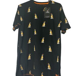 NWT Halloween Dog Print Men's Black Shirt Novelty Casual Short Sleeve Tee